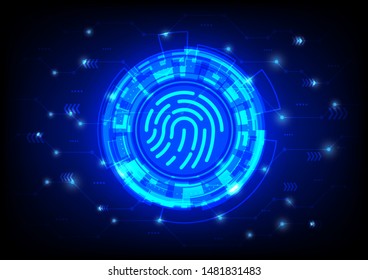 Futuristic User Interface HUD, Fingerprint scanning on circuit board