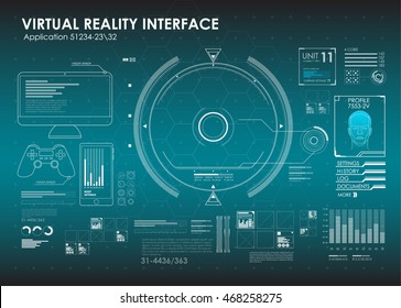 Futuristic User Interface HUD And Infographic Elements. Abstract Virtual Graphic Touch User Interface. Screen Monitor Radar Set Web Elements - Stock Vector