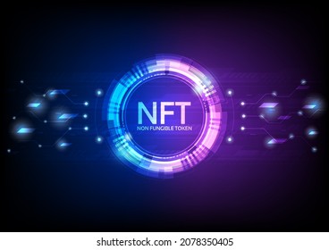 Futuristic User Interface HUD, NFT text with circuit line