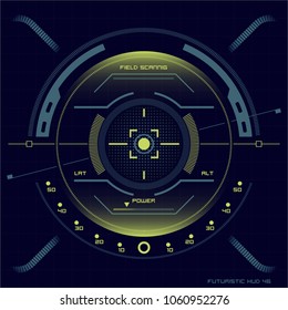 Futuristic user interface HUD tech elements for game creation or footage overlay. Sci-fi vector design set