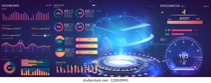 Futuristic user interface. HUD UI. Abstract virtual graphic touch user interface. Car service in the style of HUD. Virtual graphical interface Ui HUD Auto scann. Cars diagnostic. Vector illustration