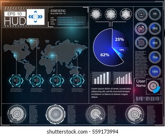Futuristic user interface. HUD UI. Abstract virtual graphic touch user interface. HUD background outer space. Vector science abstract.  Vector illustration.