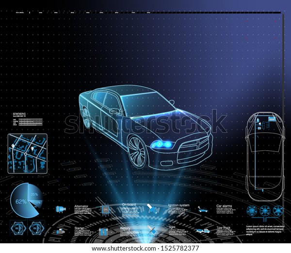 Futuristic user interface. HUD UI. Abstract\
virtual graphic touch user interface. Cars infographic. Vector\
science abstract.  Vector\
illustration.