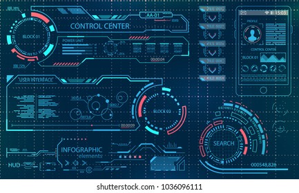 Futuristic User Interface. Virtual Graphic Touch UI for VR. HUD Infographic Elements for Motion Design - Illustration Vector