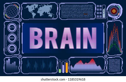 Futuristic User Interface With the Word Brain. Vector illustration for your design