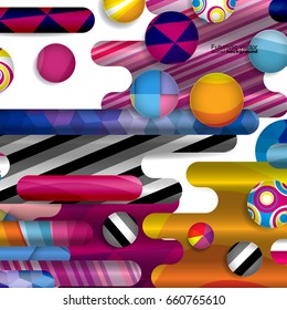 Futuristic vector abstract background made of rounded shapes, stripes, lines and circles with fashion patterns. 