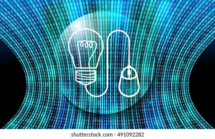 Futuristic vector backdrop and binary code and idea symbol