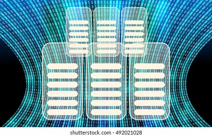 Futuristic vector backdrop and binary code and cloud storage