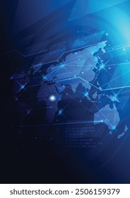 Futuristic vector background of digital networks, space, galaxies, planets, AI, and computers. symbolizing global connectivity, technology, and the digital world.