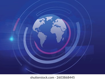Futuristic vector background of digital networks, space, galaxies, planets, AI, and computers. symbolizing global connectivity, technology, and the digital world.