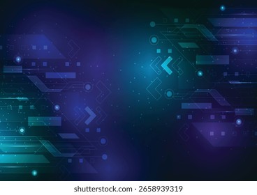 Futuristic vector background of digital networks, space, galaxies, planets, AI, and computers. symbolizing global connectivity, technology, and the digital world.