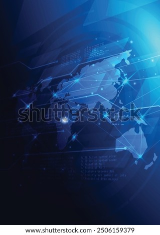 Futuristic vector background of digital networks, space, galaxies, planets, AI, and computers. symbolizing global connectivity, technology, and the digital world.