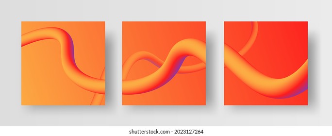 Futuristic vector background for Instagram carousel posts. Modern background with abstract 3D fluid shape. Bright orange and purple background design.