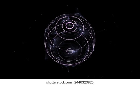 Futuristic vector colors sci-fi sphere in space. Technology circle a network connection big data. Digital ai background with particles. Abstract frame ball. 3D wireframe geometric sphere.