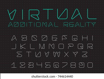 Futuristic Vector Font Design. Digital Virtual Reality Technology Typeface.
Letters And Numbers For Computers, Drone Robot Hi-tech Themes.