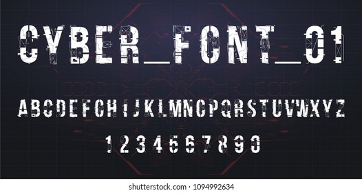 Futuristic Vector Font Design. Letters And Numbers For Web And App. Techno Type Font Alphabet. Digital Hi-tech Style Symbols.