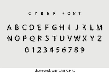 Futuristic vector Font design. Letters and Numbers for web and app. Techno type font alphabet. Digital hi-tech style symbols.