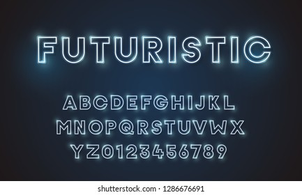 Futuristic vector font typeface unique design. For technology, digital, engineering, digital , gaming, sci-fi and science subjects. All letters and numbers included