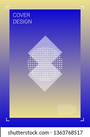 Futuristic Vector Geometric Cover Design with Gradient and Abstract Lines and Figures for your Business. Layout Design with Hologram, Gradient Effect for Music Festival