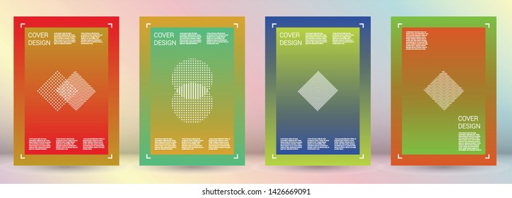 Futuristic Vector Geometric Cover Design with Gradient and Abstract Lines and Figures for your Business. Magazine Design with Hologram, Gradient Effect for Performance.