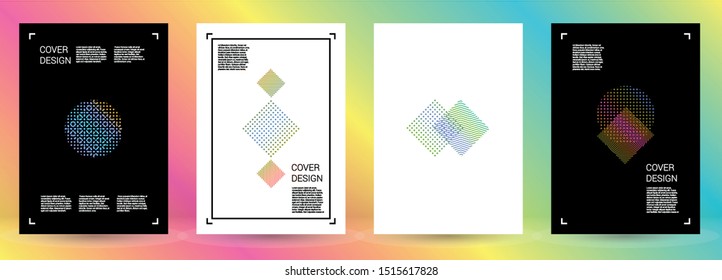 Futuristic Vector Geometric Cover Design with Gradient and Abstract Lines and Figures for your Business. Cover Design with Hologram, Gradient Effect for Presentation.