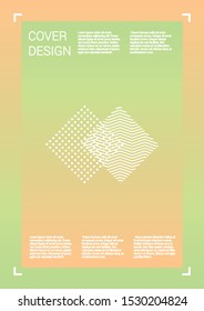 Futuristic Vector Geometric Cover Design with Gradient and Abstract Lines and Figures for your Business. Layout Design with Hologram, Gradient Effect for Disco Party.