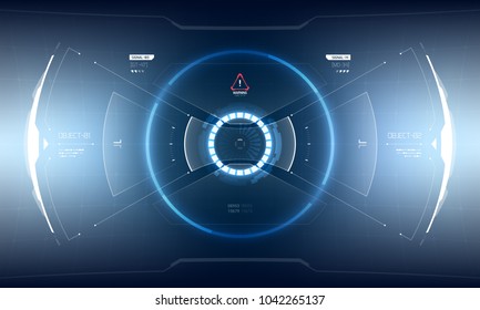 Futuristic Vector HUD Interface Screen Design. Sci-Fi Virtual Reality Technology View Display