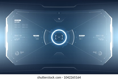 Futuristic Vector HUD Interface Screen Design. Sci-Fi Virtual Reality Technology View Display