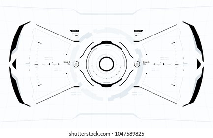 Futuristic Vector HUD Interface Screen Design. Sci-Fi Virtual Reality Technology View Display