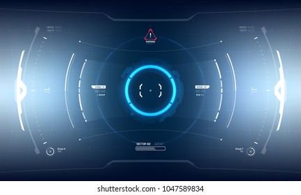 Futuristic Vector HUD Interface Screen Design. Sci-Fi Virtual Reality Technology View Display