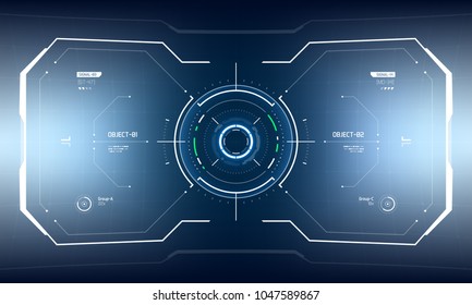 Futuristic Vector HUD Interface Screen Design. Sci-Fi Virtual Reality Technology View Display