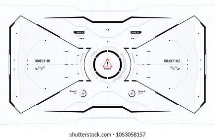 Futuristic Vector HUD Interface Screen Design. Sci-Fi Virtual Reality Artificial Intelligence Technology View Display