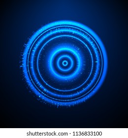 Futuristic vector hud interface screen design. Abstract template on blue backdrop.