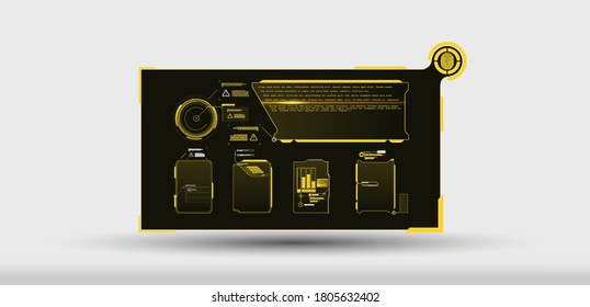 Futuristic Vector HUD Interface Screen Design. Digital callouts titles. HUD UI GUI futuristic user interface screen elements set. High tech screen for video game. Sci-fi concept design.
