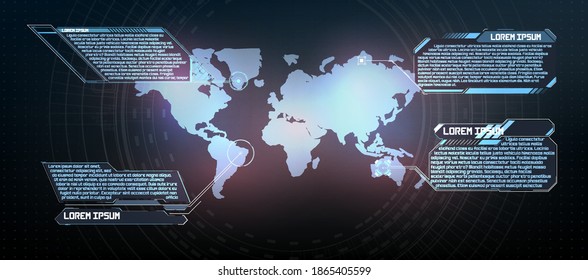 Futuristic Vector HUD Interface Screen Design. Digital callouts titles. HUD UI GUI futuristic user interface screen elements set. High tech screen for video game. Sci-fi concept design.