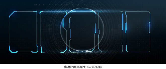 Futuristic Vector HUD Interface Screen Design. Digital Callouts Titles. HUD UI GUI Futuristic User Interface Screen Elements Set. High Tech Screen For Video Game. Sci-fi Concept Design.	