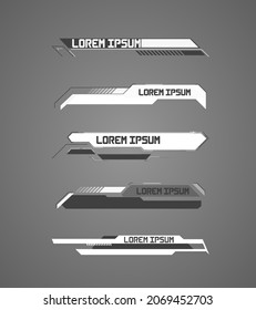 Futuristic Vector HUD Interface Screen Design. Digital callouts titles. HUD UI GUI futuristic user interface screen elements set. High tech screen for video game. Sci-fi concept design.	