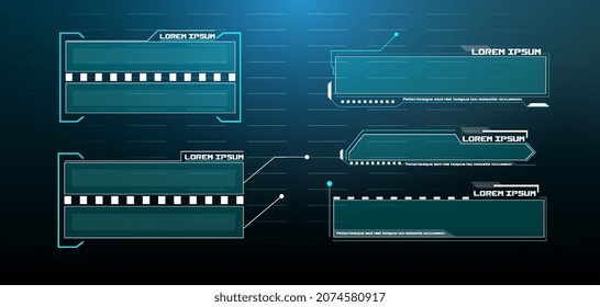 Futuristic Vector HUD Interface Screen Design. Digital callouts titles. HUD UI GUI futuristic user interface screen elements set. High tech screen for video game. Sci-fi concept design.