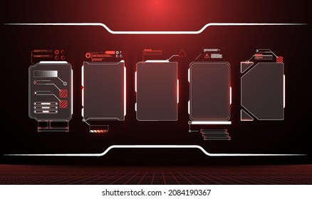 Futuristic Vector HUD Interface Screen Design. Digital callouts titles. HUD UI GUI futuristic user interface screen elements set. High tech screen for video game. Sci-fi concept design.
