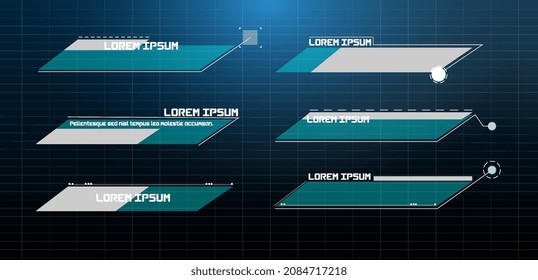 Futuristic Vector HUD Interface Screen Design. Digital callouts titles. HUD UI GUI futuristic user interface screen elements set. High tech screen for video game. Sci-fi concept design.	
