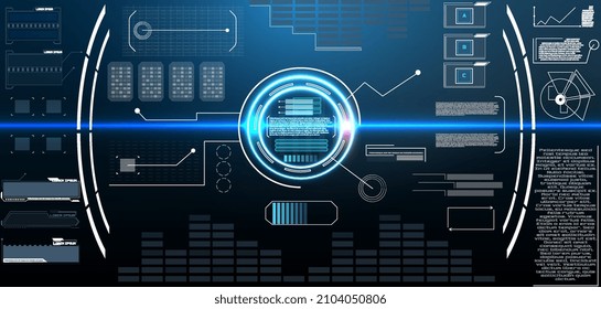 Futuristic Vector HUD Interface Screen Design. Digital callouts titles. HUD UI GUI futuristic user interface screen elements set. High tech screen for video game. Sci-fi concept design.