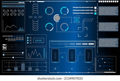 Futuristic Vector HUD Interface Screen Design. Digital callouts titles. HUD UI GUI futuristic user interface screen elements set. High tech screen for video game. Sci-fi concept design.	
