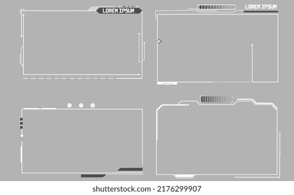 Futuristic Vector HUD Interface Screen Design. Digital callouts titles. HUD UI GUI futuristic user interface screen elements set. High tech screen for video game. Sci-fi concept design.	
