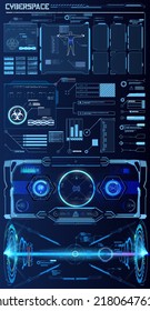 Futuristic Vector HUD Interface Screen Design. Digital callouts titles. HUD UI GUI futuristic user interface screen elements set. High tech screen for video game. Sci-fi concept design.