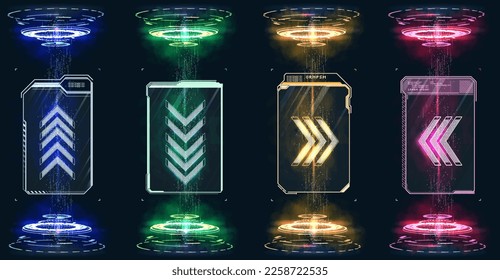 Futuristic Vector HUD Interface Screen Design. Digital callouts titles. HUD UI GUI futuristic user interface screen elements set. High tech screen for video game. Sci-fi concept design.	