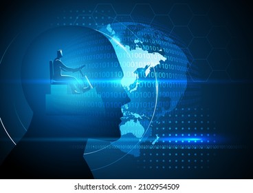 Futuristic vector illustration of a human head being controlled by a man