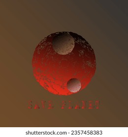 Futuristic vector illustration of a planet in outer space circling a hot earth
