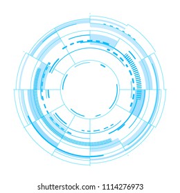 Futuristic vector interface on white background. Techno vector illustration. User round circles funnel isolated om white surface for web or print design