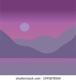 Futuristic vector landscape. Bright colors. Beautiful aestetic background.