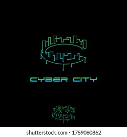 C-Buchstabe Cyber-City-Vektorsymbol-Vorlage für die gewerbliche Nutzung